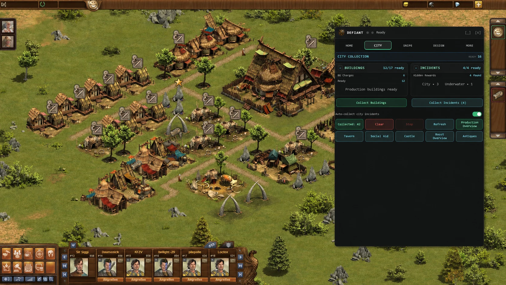 Defiant city collection controls over a Forge of Empires city
